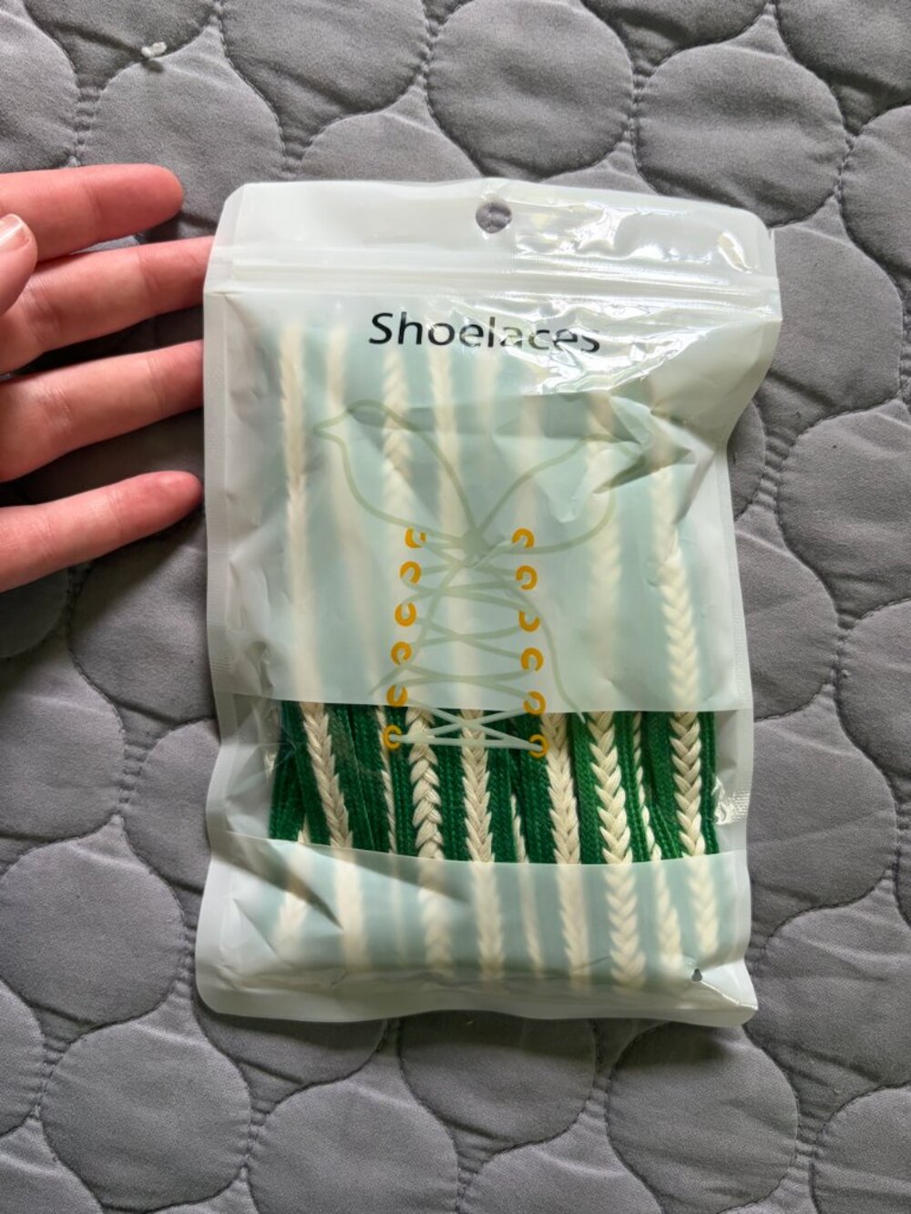 Cream and Green Shoelaces